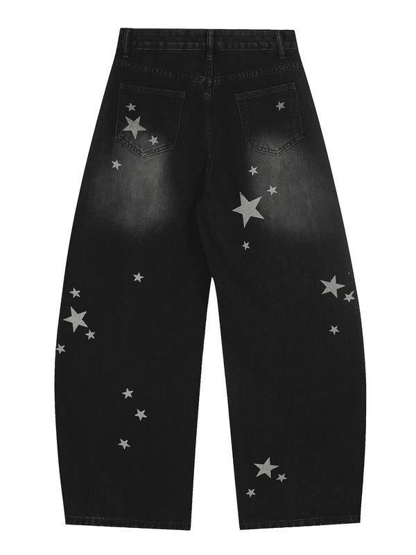 Distressed Scimitar Cotton Pants Jeans