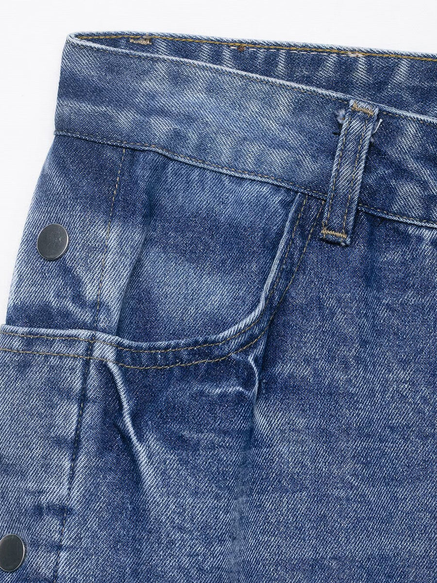 Women's High Waist Baggy Straight Trousers Jeans