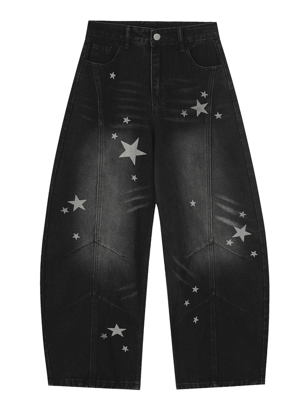 Distressed Scimitar Cotton Pants Jeans