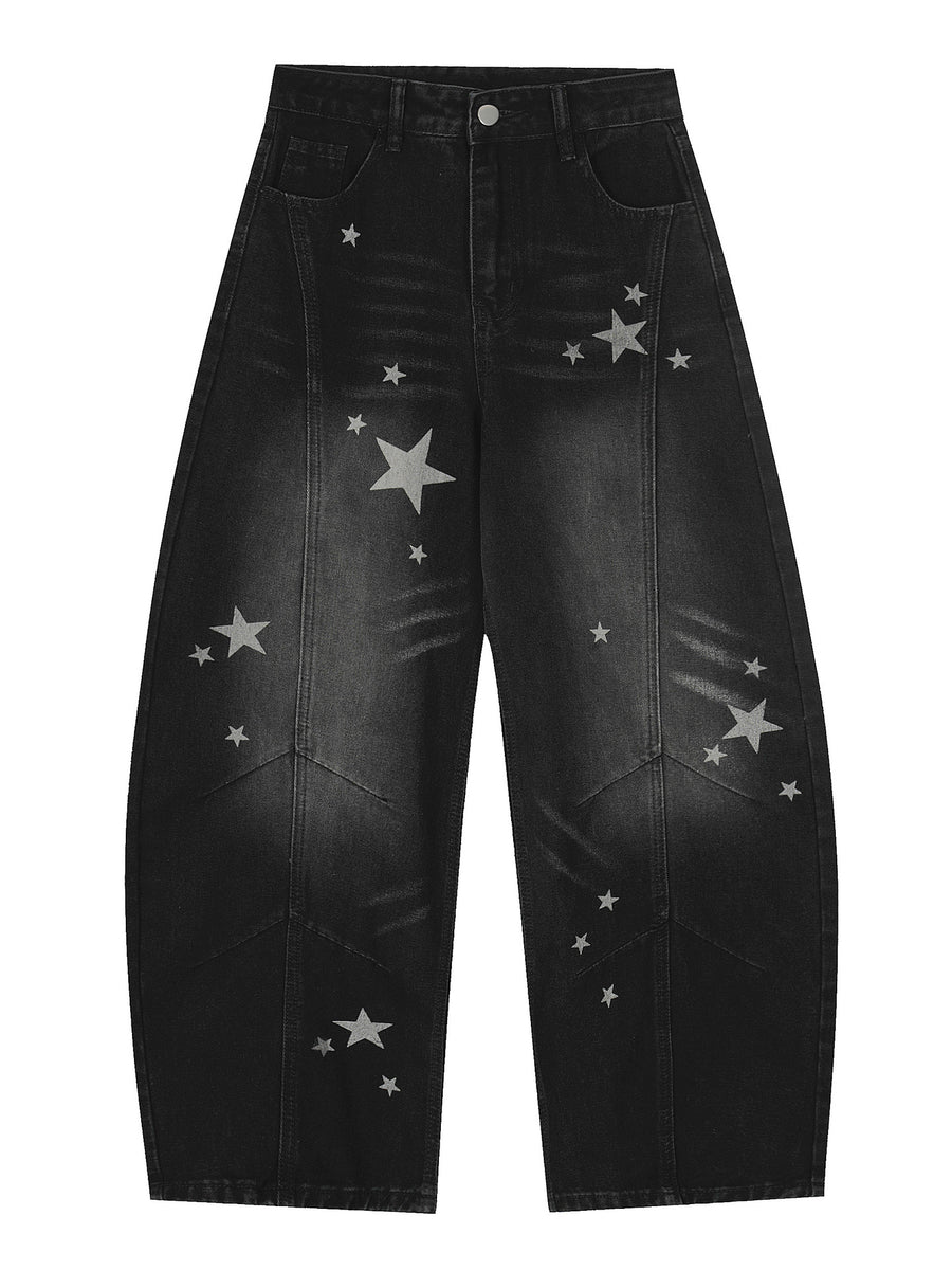Distressed Scimitar Cotton Pants Jeans