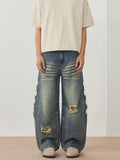 Men's Ripped Wide-leg Jeans
