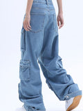 American High Street Multi-pocket Washed Baggy Jeans
