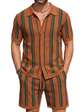 Men's Casual Short-Sleeve Knitted Two-Piece Set
