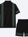 Men's Hollow-Out Short-Sleeve Knitted Sweater Set